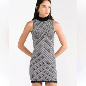 ZARA Womens Black & White mini Dress Stripe Detail Size XS -S Club Wear Cocktail